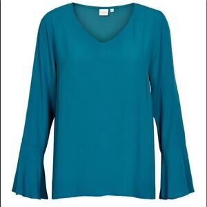 Cream 36 Fabila Blouse blue V-neck long sleeve
